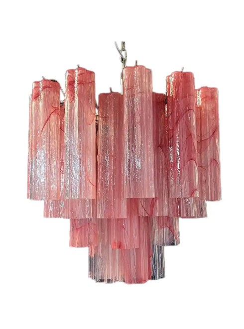 Murano Glass Chandelier – 36 Tubes – Alabaster Pink