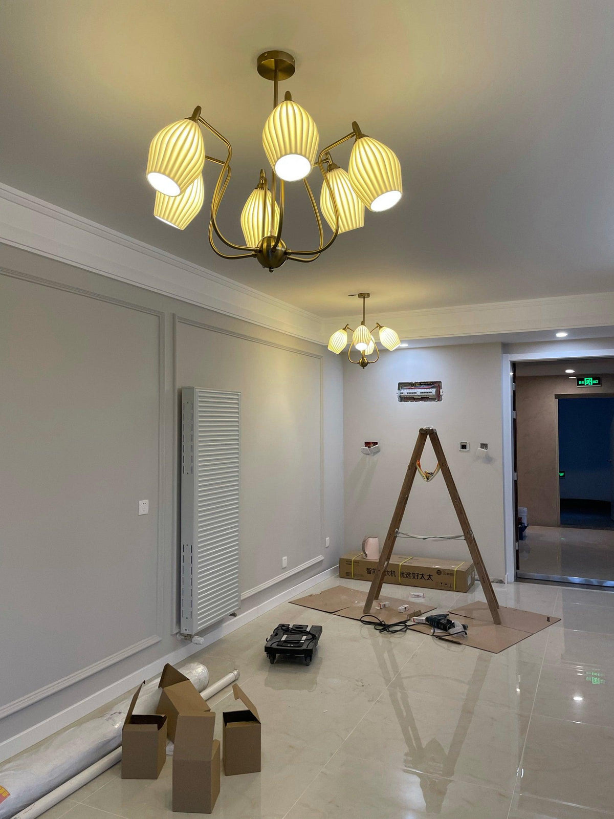 Ceramic Ribbed Chandelier