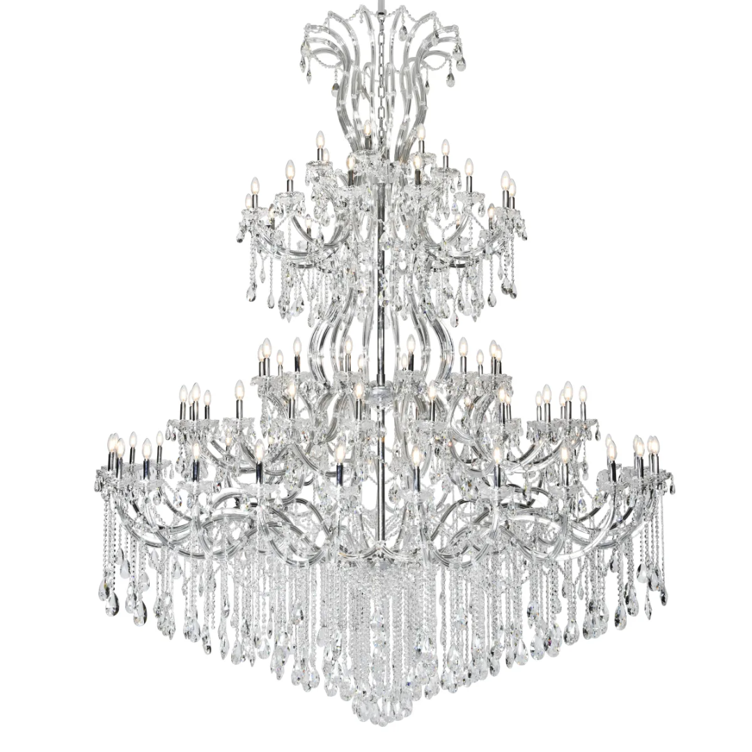 Traditional Candle-Shaped Crystal Chandelier with K9 Crystal Finish for Staircase Foyer Living