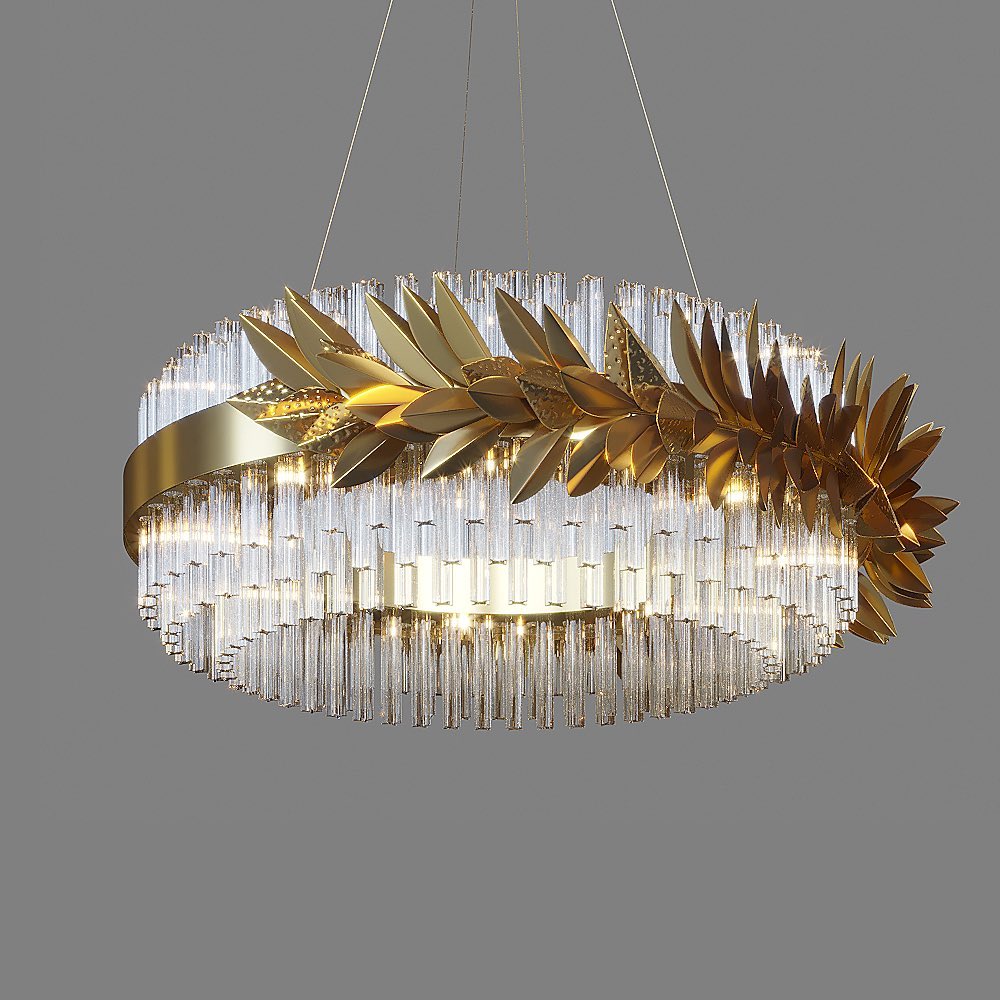 Modern Round / rectangular Gold Leaves Crystal Chandelier for Living Room / dining Room