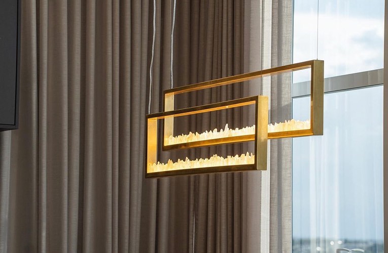 Modern Rectangular Natural Crystal Chandelier for Dining Room / kitchen Island