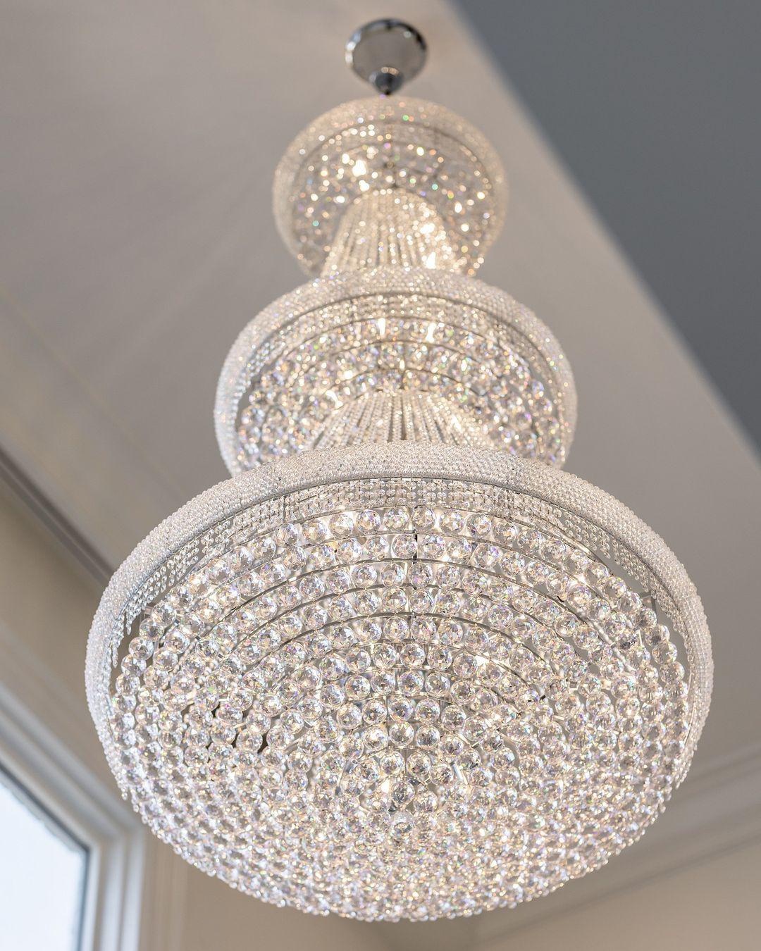 Luxury French Empire Chandelier for Villa Hall Ceiling Three-Layers Crystal Light for Hotel Lobby