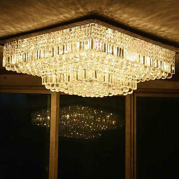 Square Ceiling Mounted Crystal Chandelier