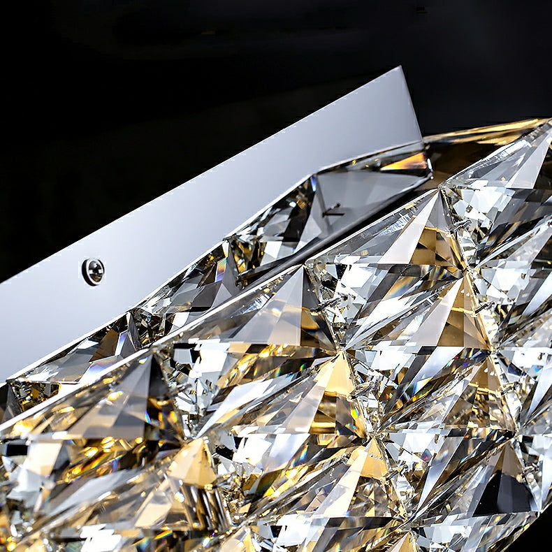 Square Crystal Flush Mounted Living / Bedroom Chandelier Shining Ceiling Lighting for Hotel Decor