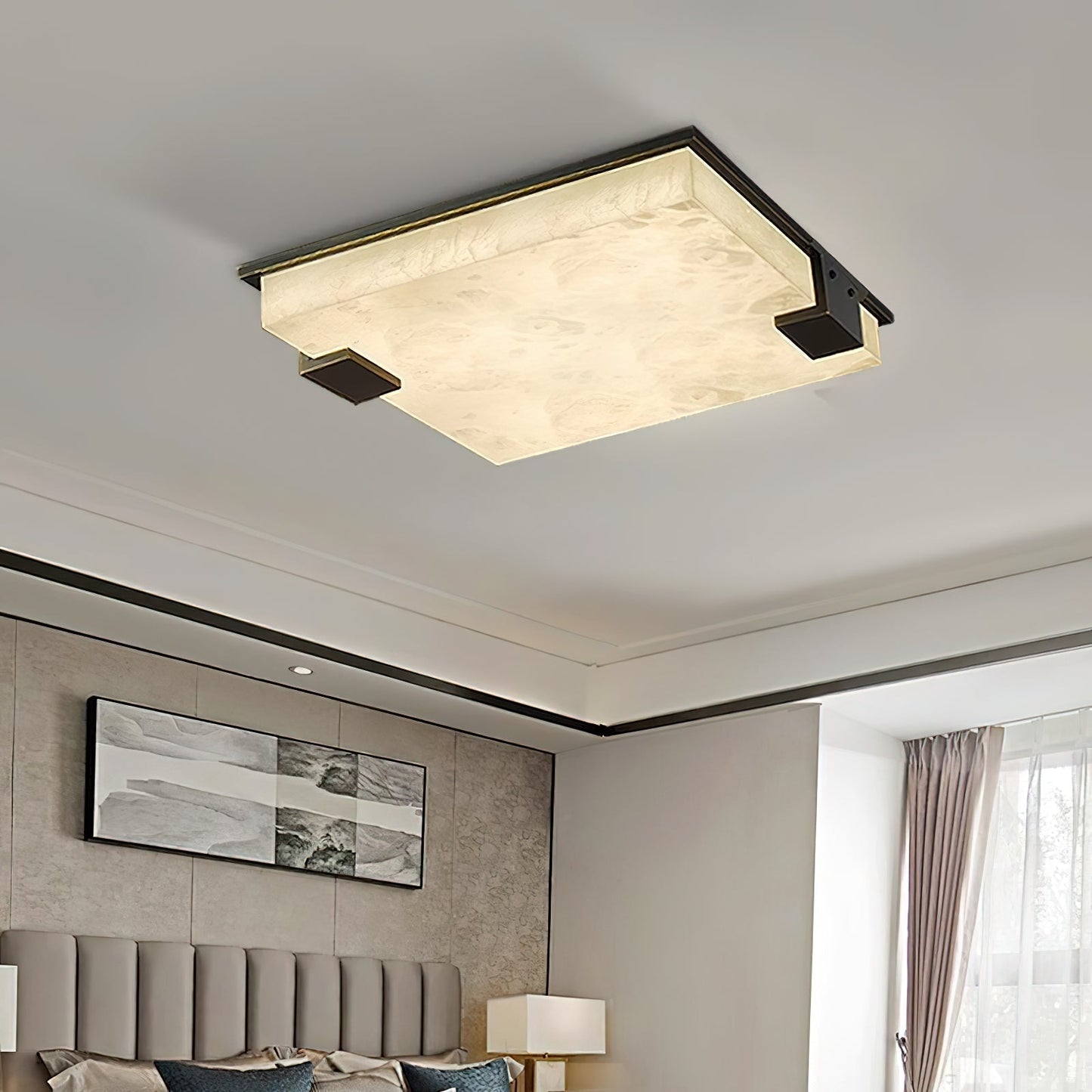 Square Alabaster Ceiling Lamp - Vakkerlight