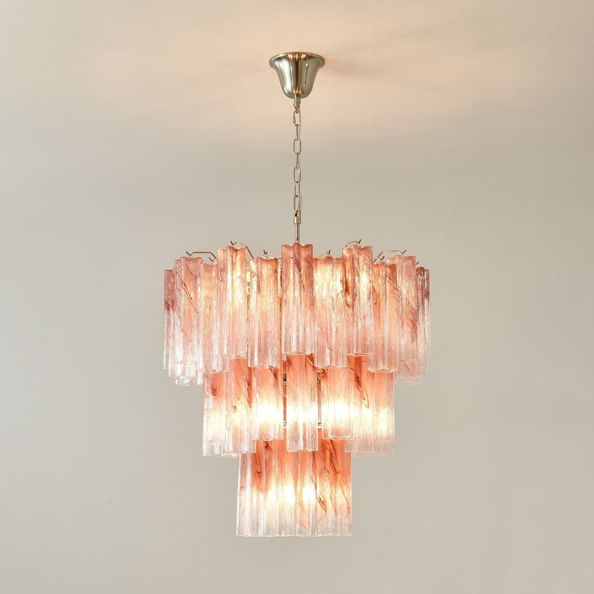 Pink Glass Tubes Chandelier