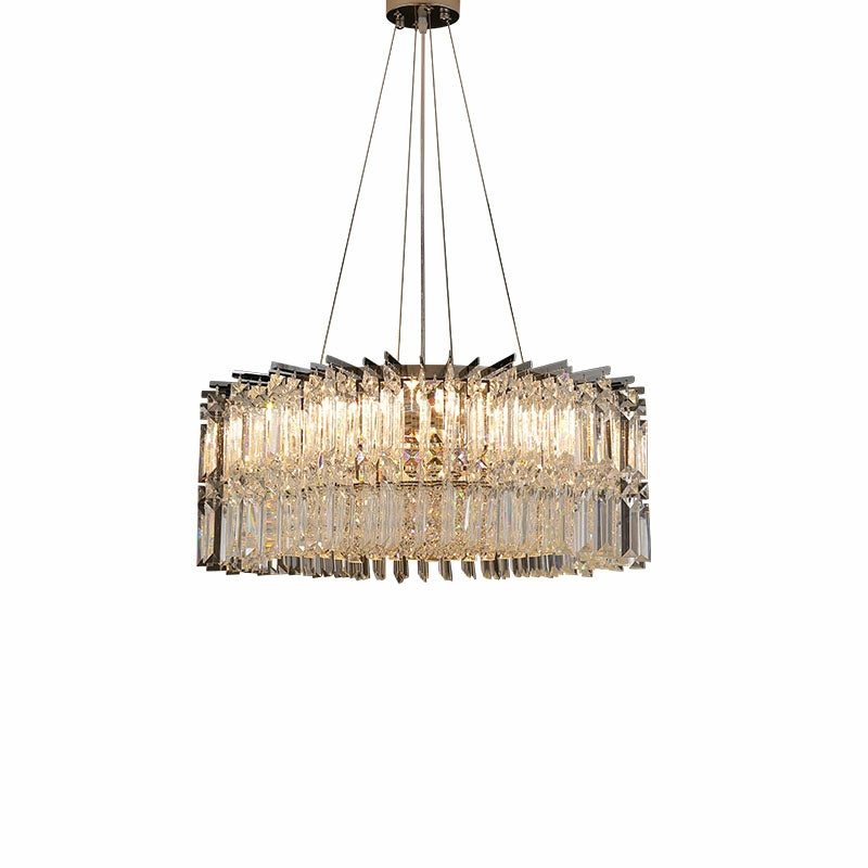 Chrome Silver Stylish Round Crystal Chandelier Modern Ceiling Pendant Light for Living Room / Bedroom