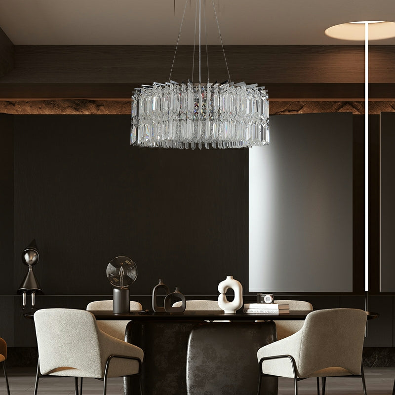 Chrome Silver Stylish Round Crystal Chandelier Modern Ceiling Pendant Light for Living Room / Bedroom