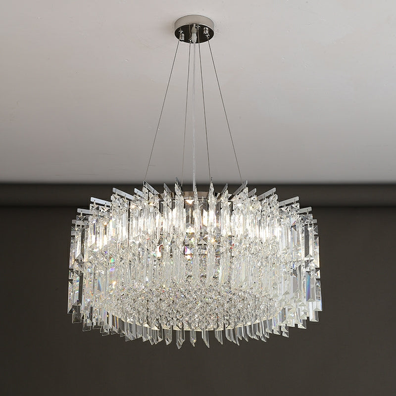 Chrome Silver Stylish Round Crystal Chandelier Modern Ceiling Pendant Light for Living Room / Bedroom