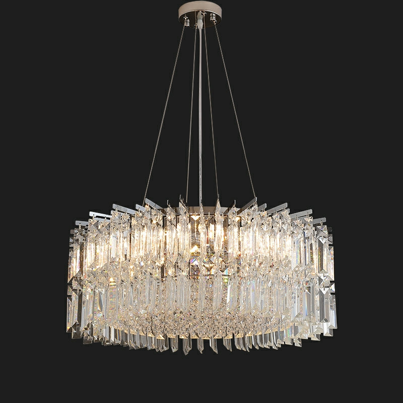 Chrome Silver Stylish Round Crystal Chandelier Modern Ceiling Pendant Light for Living Room / Bedroom