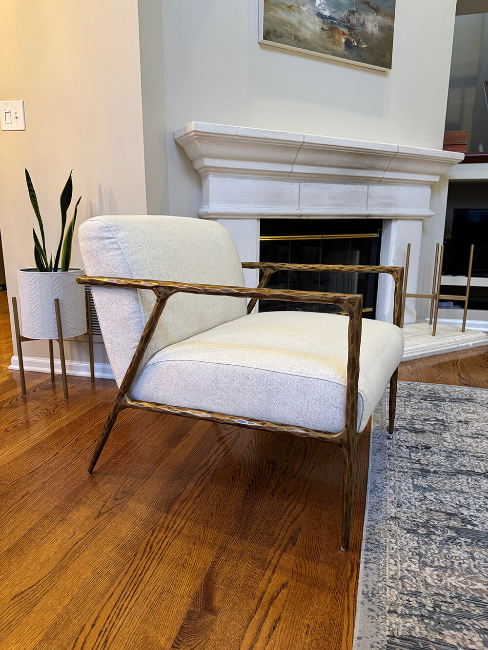 Vintage Forged Retro Silver Iron Frame Track Armchair