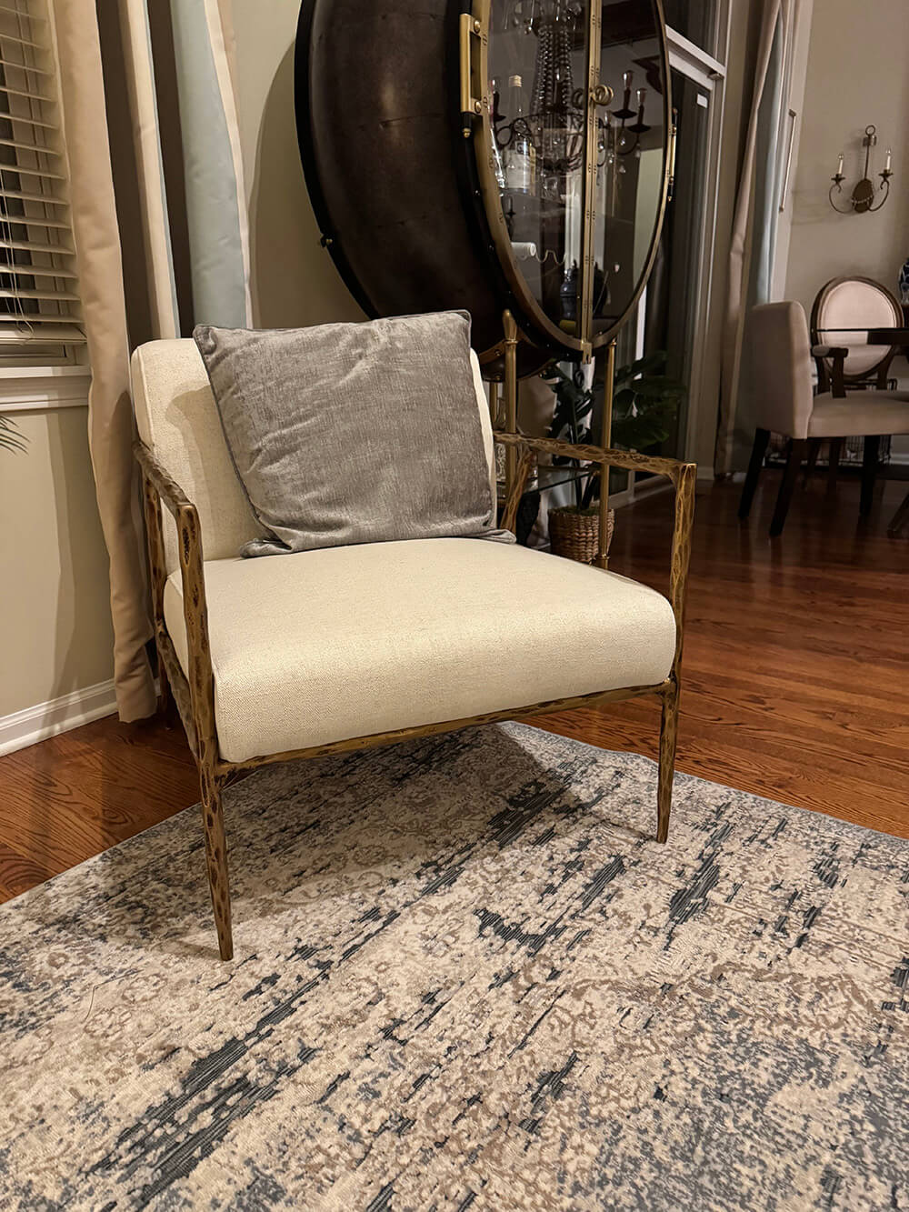 Vintage Forged Retro Silver Iron Frame Track Armchair
