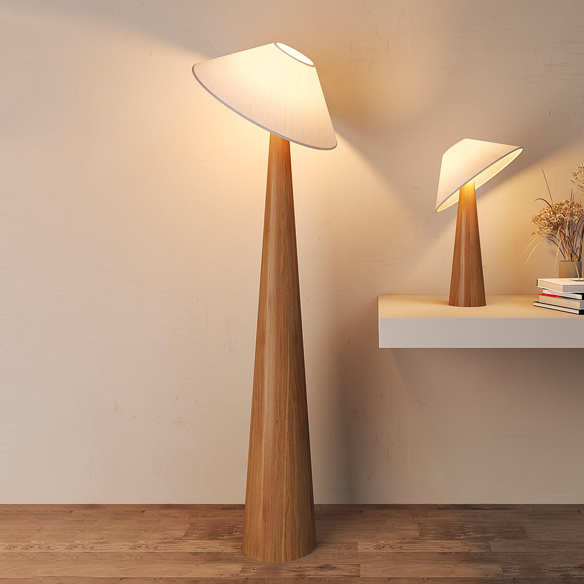 Tilt Hat Wooden Floor Lamp