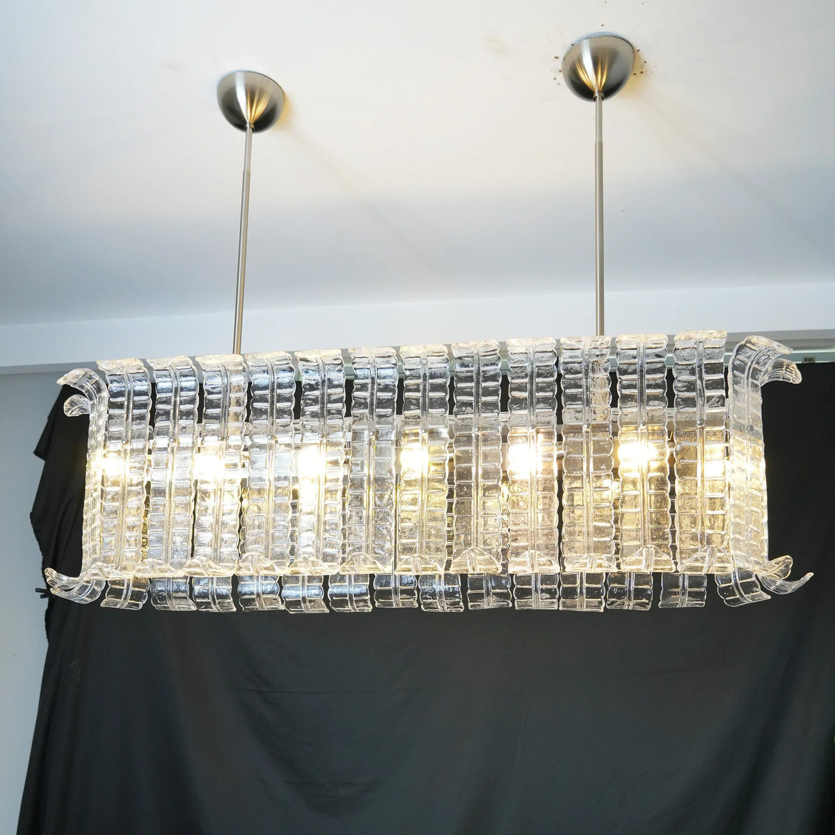 Transparent Murano Leaf Shaped Chandelier