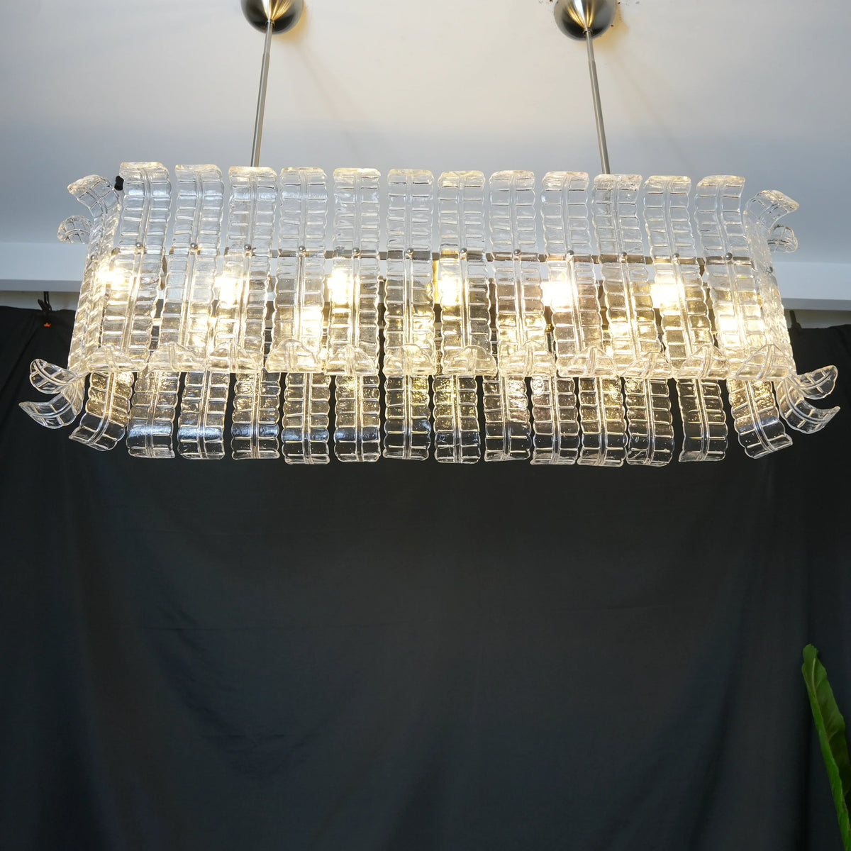 Transparent Murano Leaf Shaped Chandelier