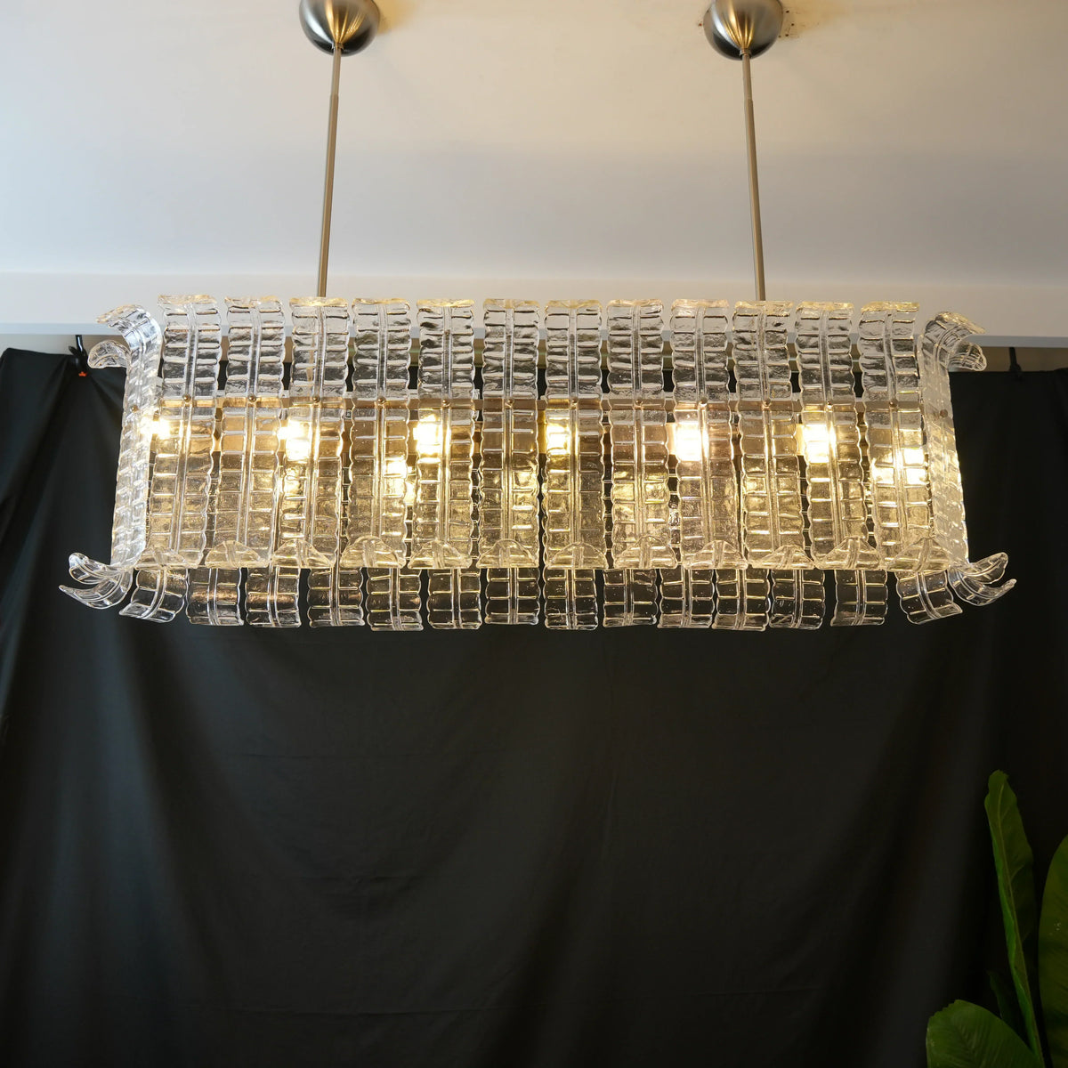 Transparent Murano Leaf Shaped Chandelier