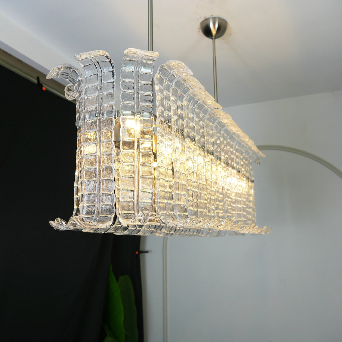 Transparent Murano Leaf Shaped Chandelier