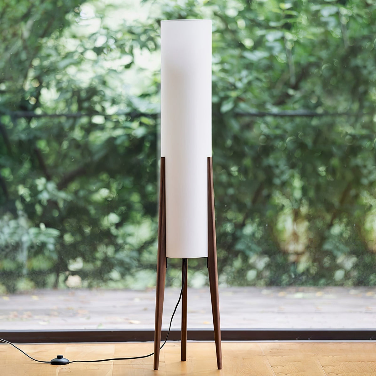 Tripod Walnut Floor Lamp