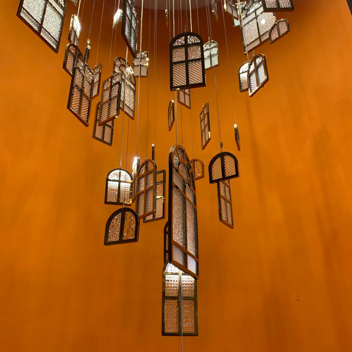 Modern Creative Round Floating Glass Windows Chandelier for Living Room / hotel / restaurant