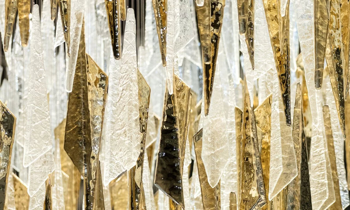 Luxury Icicle Glass and Metal Floating Chandelier with Elegant Finish for Living Room and Villa