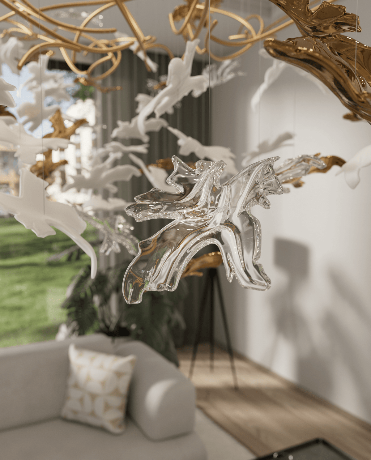 Vine Meteor Shower Crystal Spiral Chandelier
