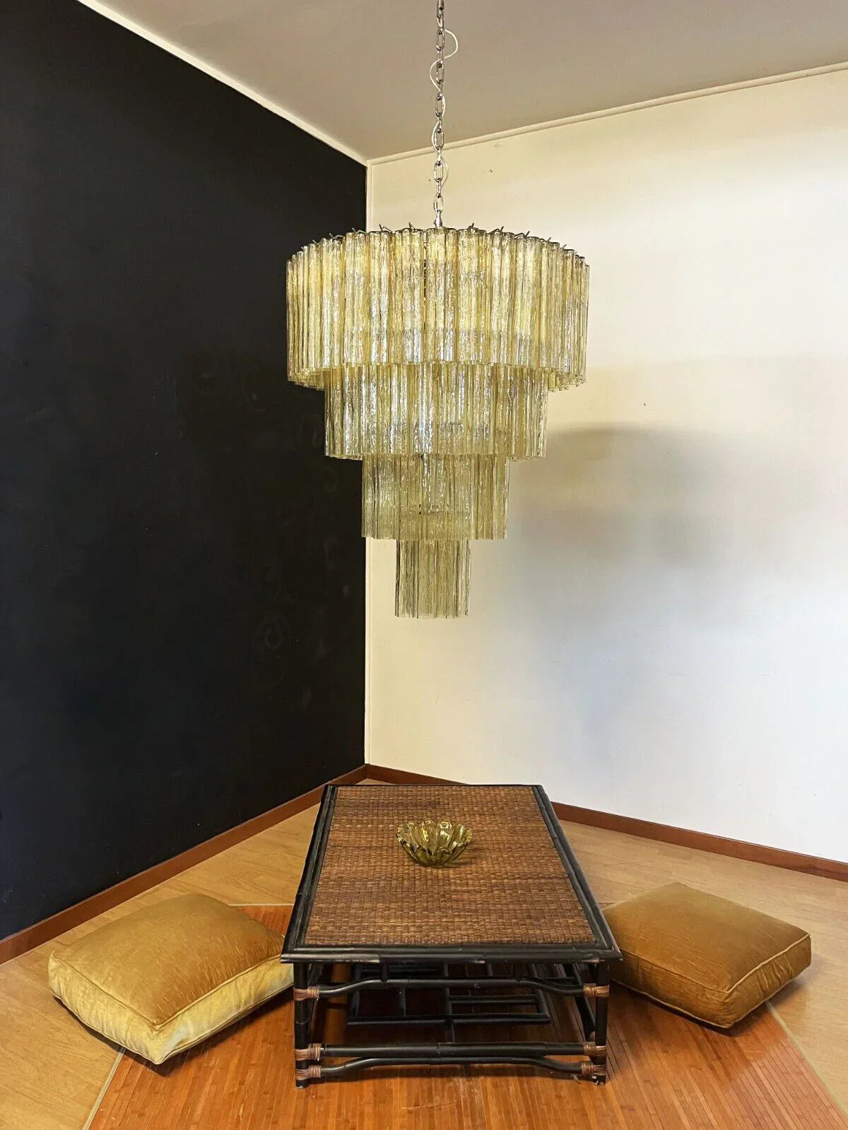 Vintage Murano Amber Glass Chandelier