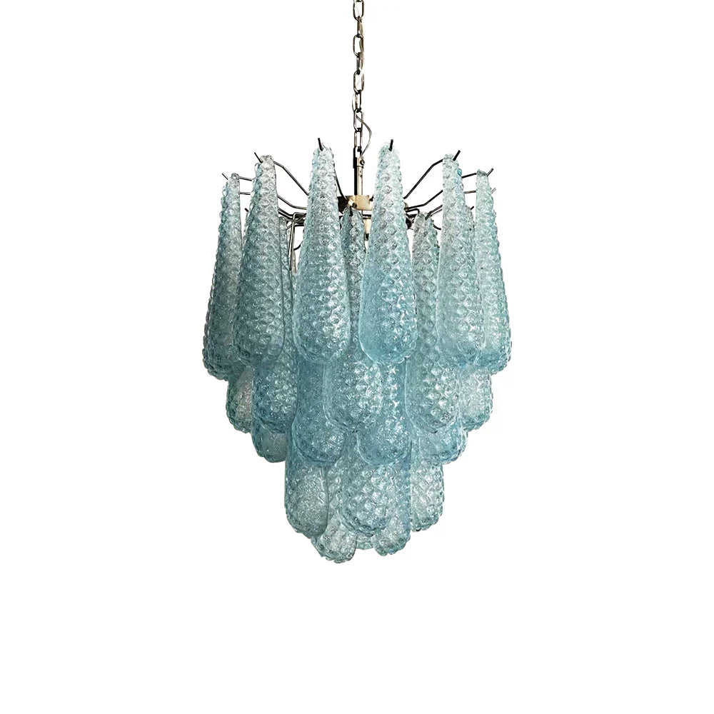 Vintage Murano Blue Glass Petals Chandelier