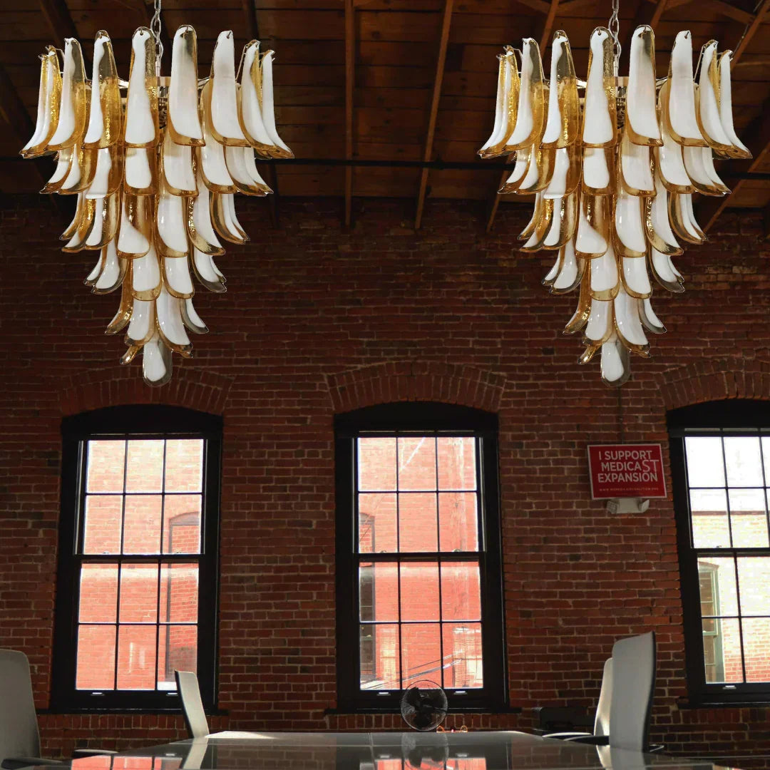 Vintage Murano Caramel Glass Petals Chandelier
