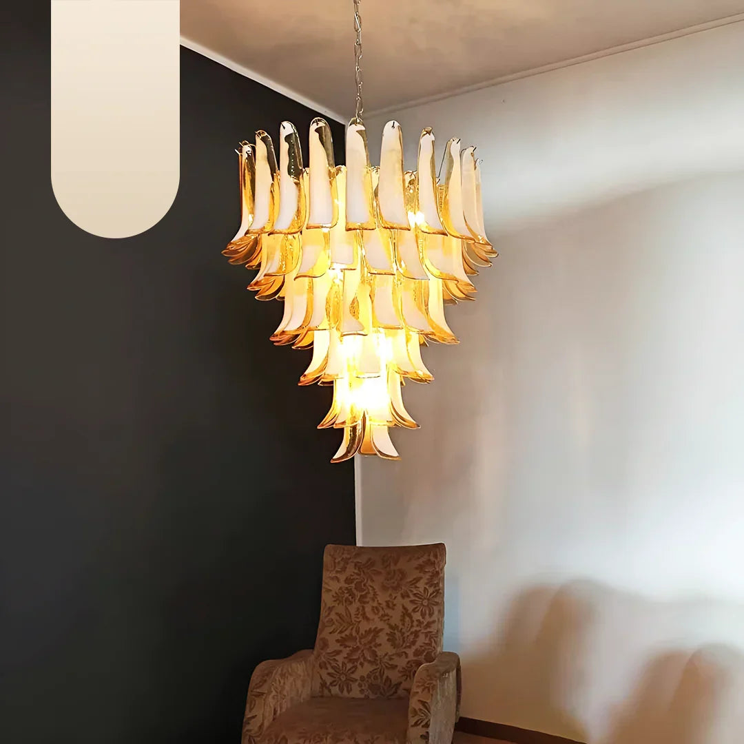 Vintage Murano Caramel Glass Petals Chandelier