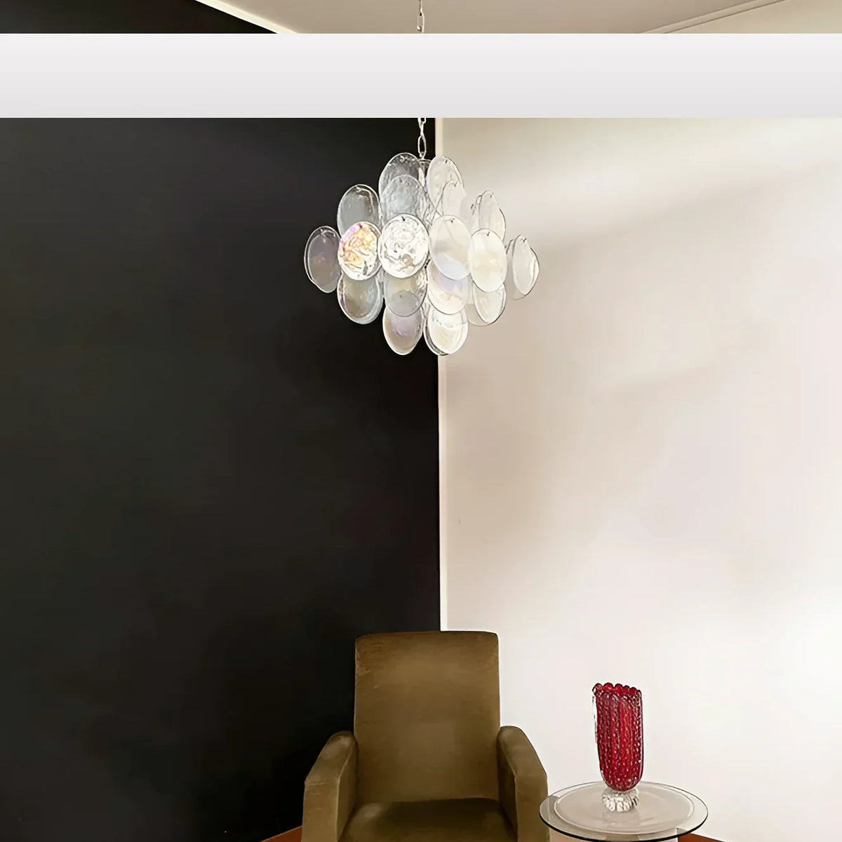Vintage Murano Iridescent Disks Chandelier