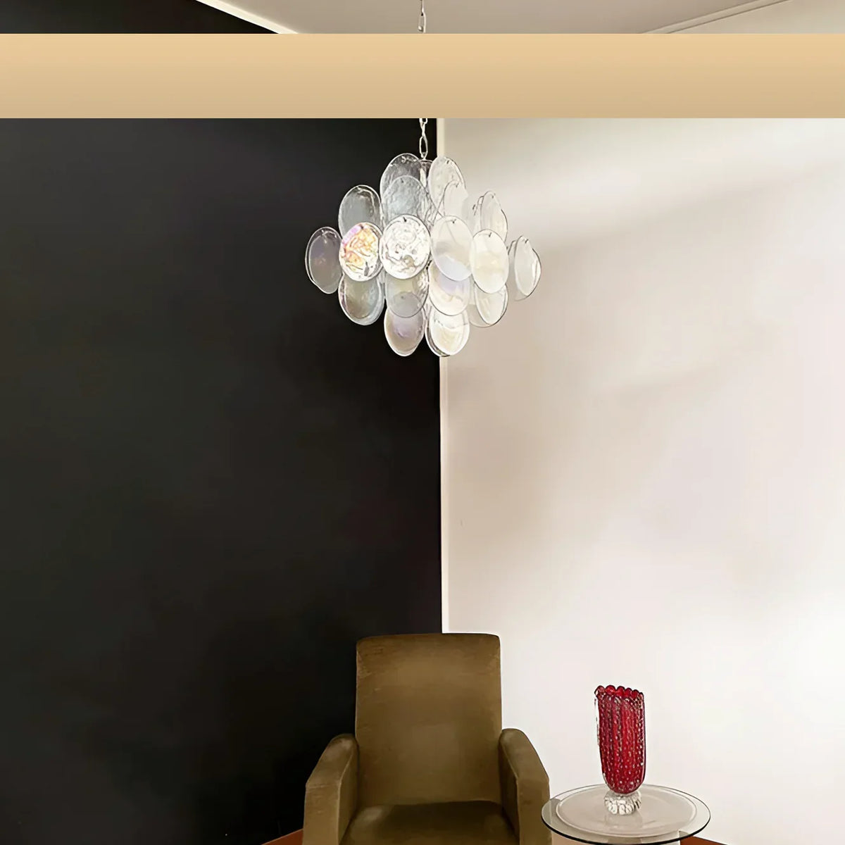Vintage Murano Iridescent Disks Chandelier