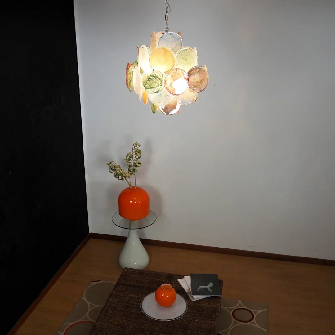 Vintage Murano Multicolored Disks Chandelier