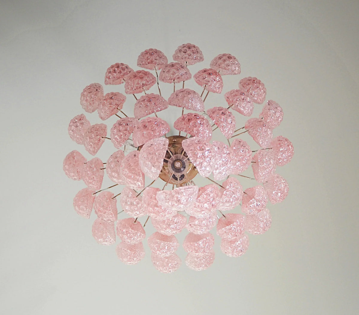 Vintage Murano Pink Petals Drop Glass Chandelier