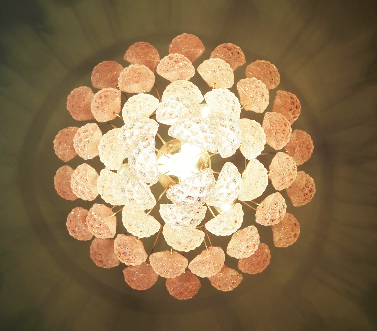 Vintage Murano Pink Petals Drop Glass Chandelier