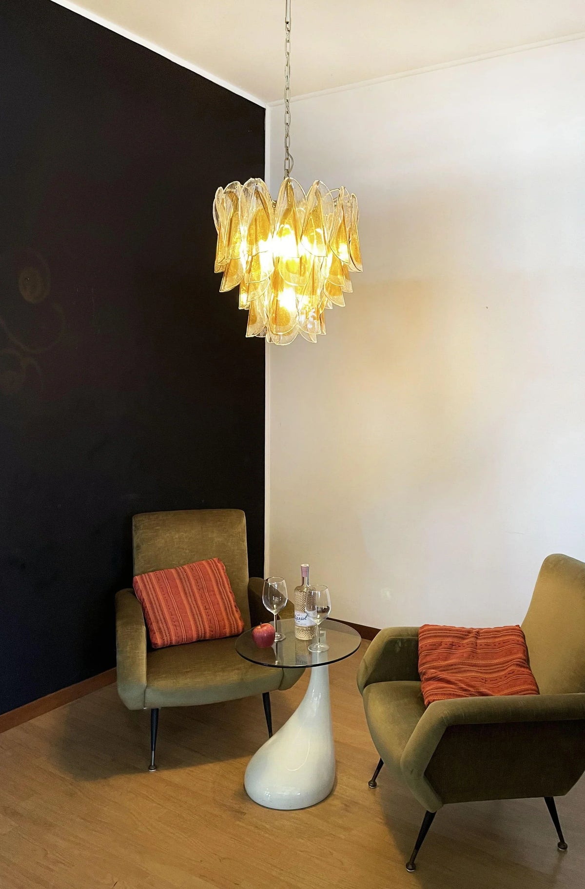 Vintage Murano Swallows Amber Glass Chandelier