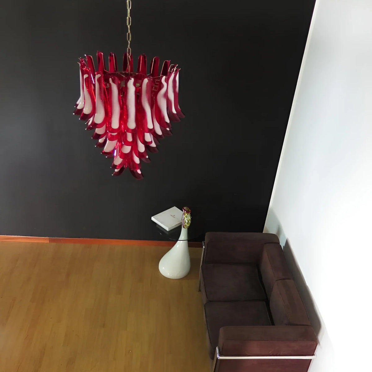 Vintage Red Murano Petals Chandelier