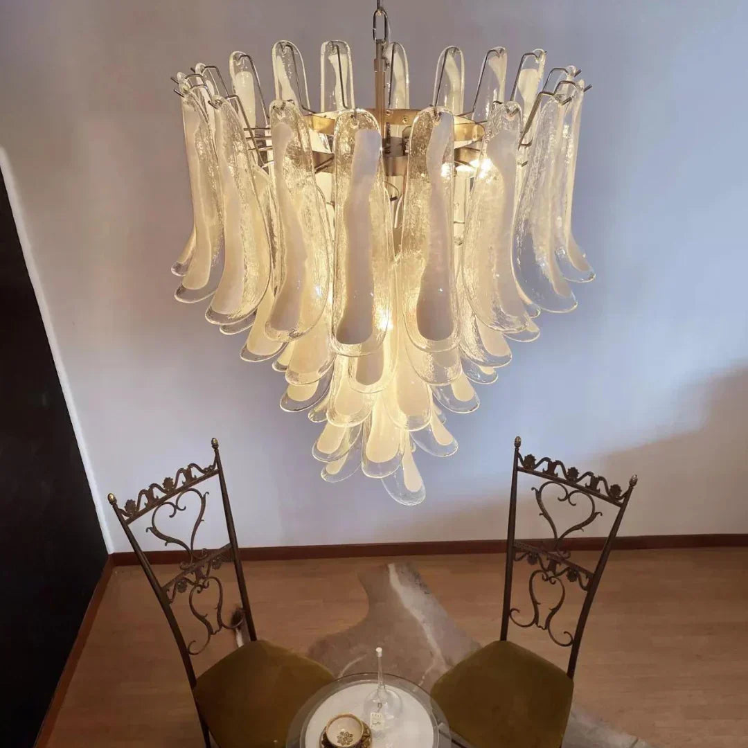 Vintage Transparent Murano Petals Chandelier