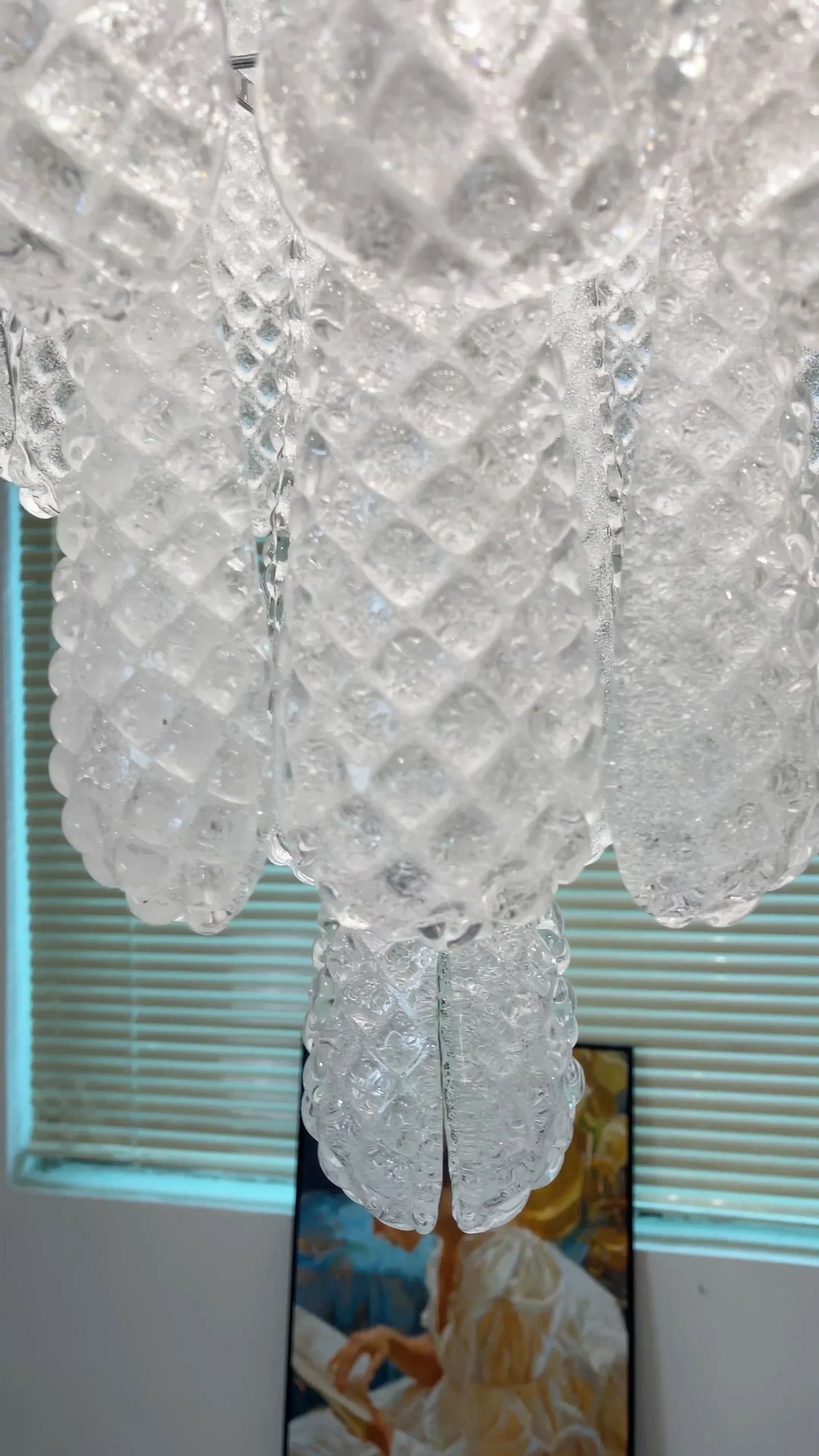 Vintage Transparent Murano Glass Petals Drop Chandelier