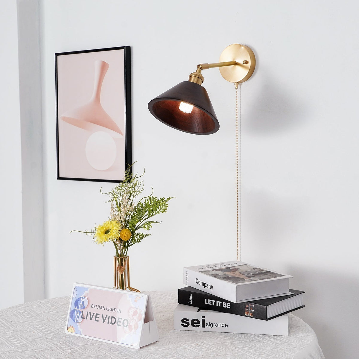 Vintage Wood Plug-in Wall Lamp
