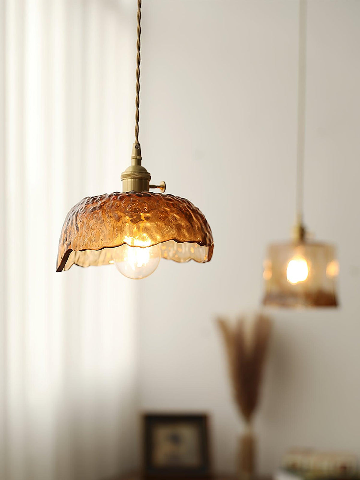 Vintage Brown Glass Pendant Light