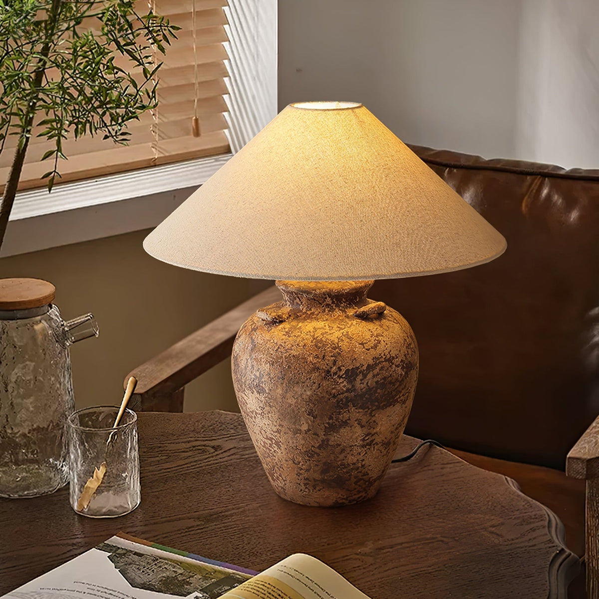 Vintage Terracotta Vase Table Lamp