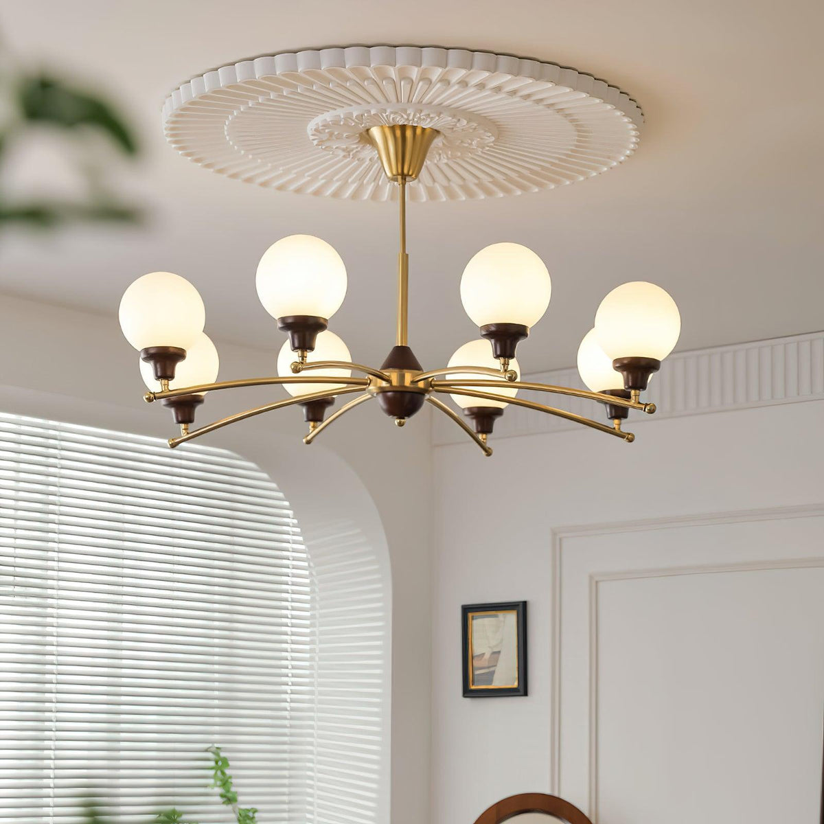 Walnut Glass Ball Chandelier