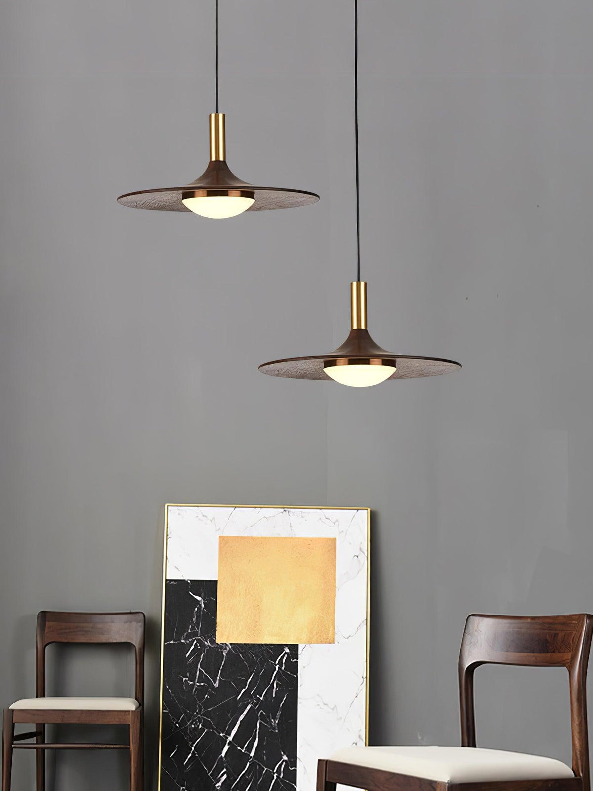Walnut Wood Dish Pendant Light