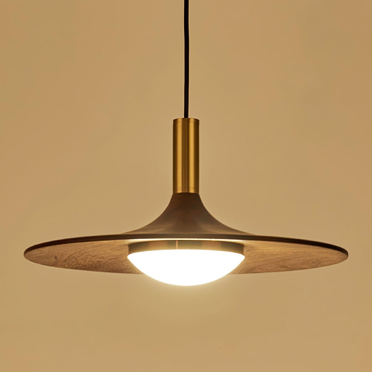 Walnut Wood Dish Pendant Light