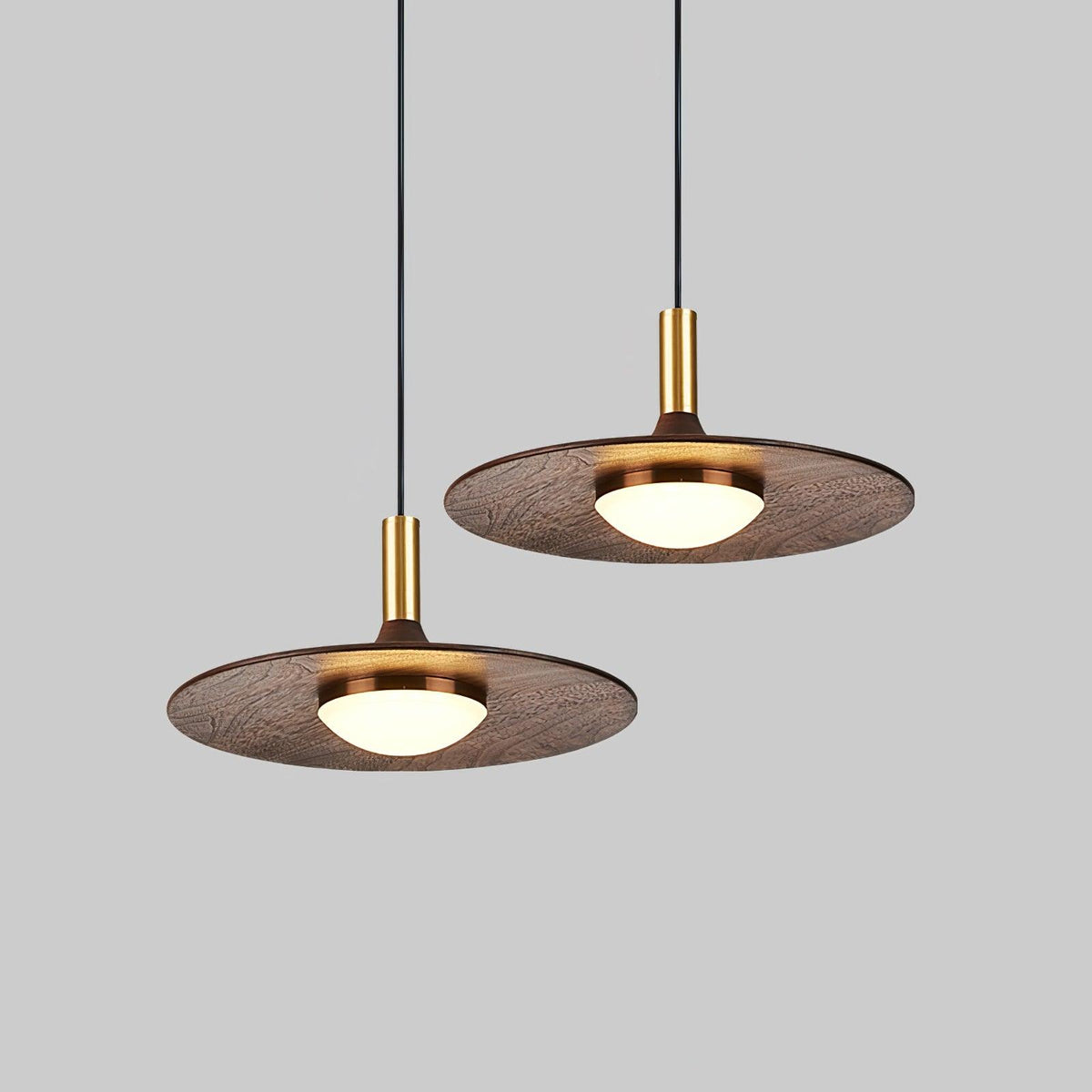 Walnut Wood Dish Pendant Light