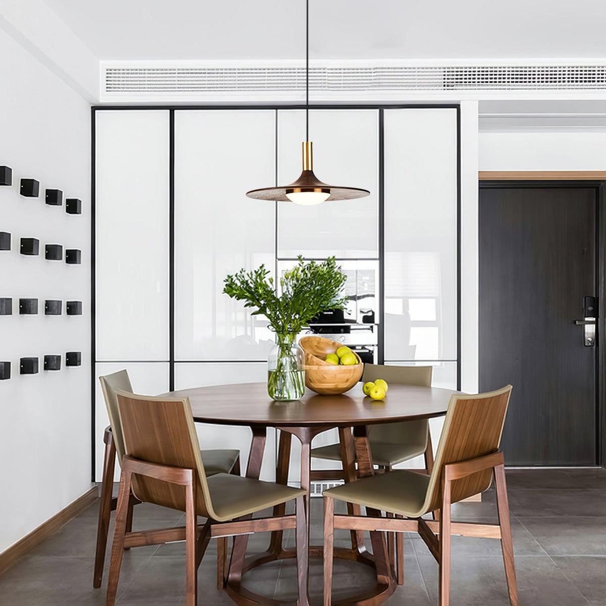 Walnut Wood Dish Pendant Light