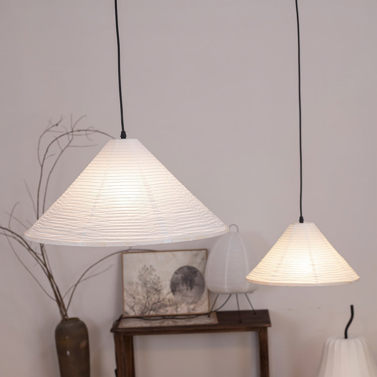 Washi Paper Pyramid Pendant Lamp