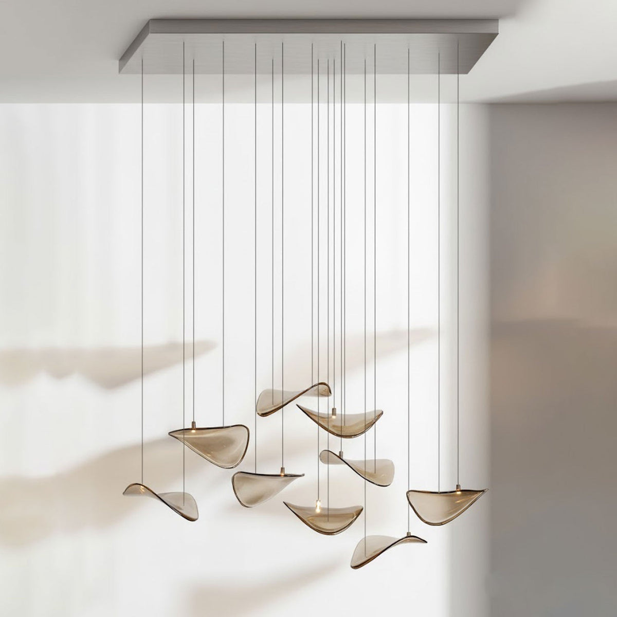 Galaxy Wave Floating Leaf Crystal Spiral Chandelier