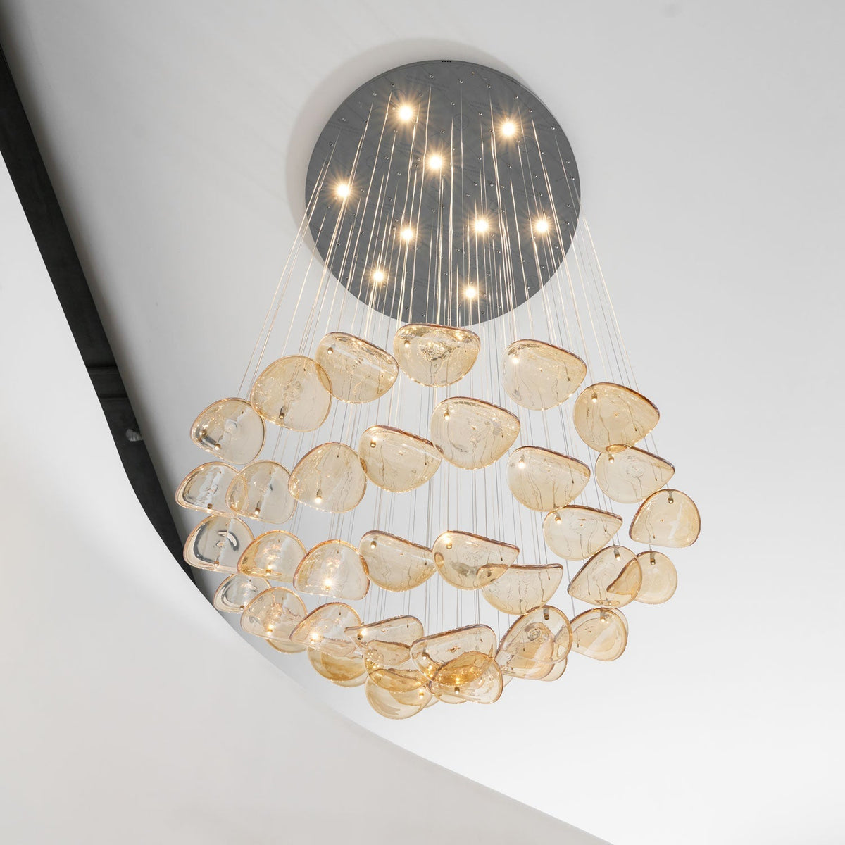 Galaxy Wave Floating Leaf Crystal Spiral Chandelier