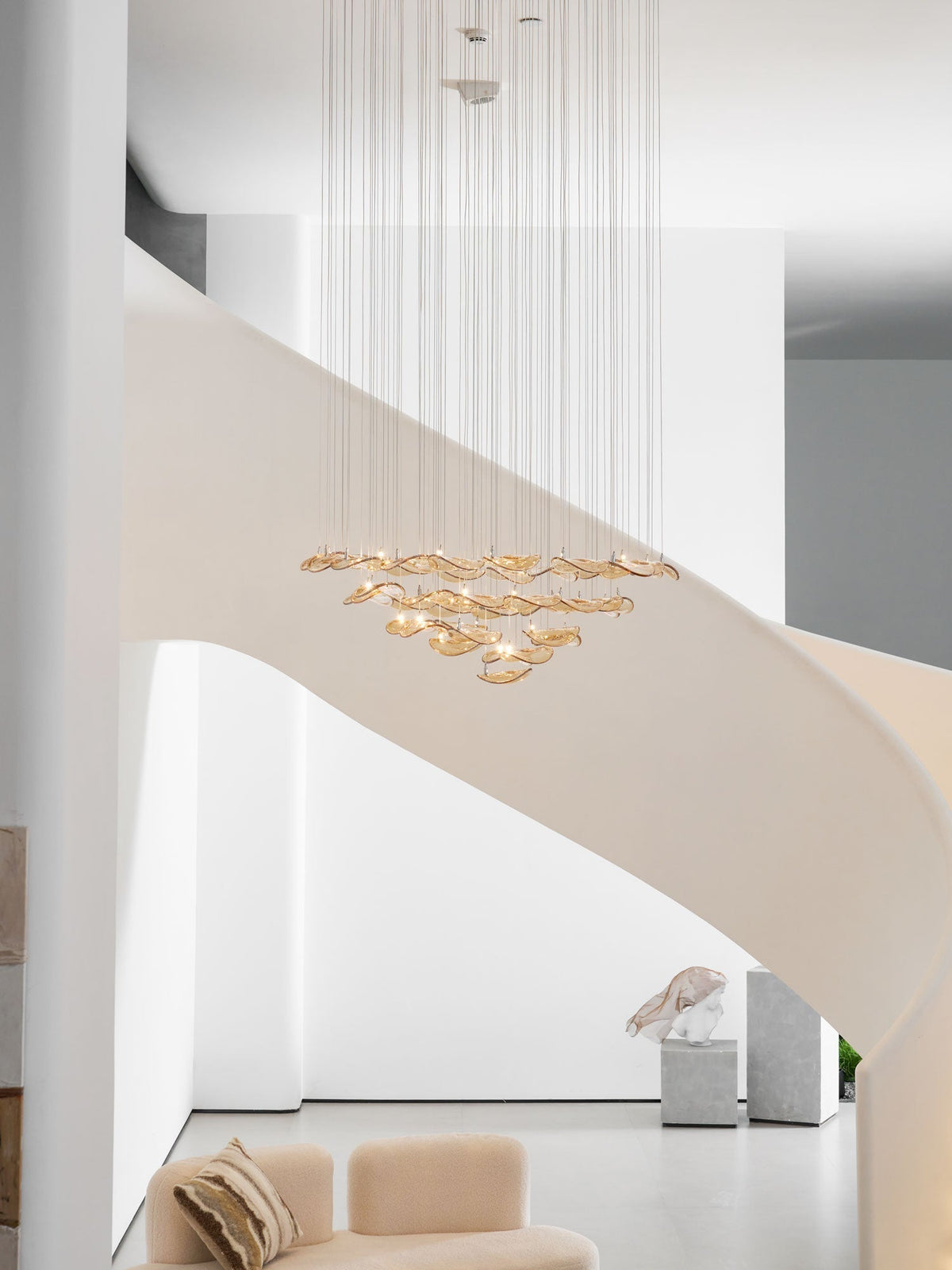 Galaxy Wave Floating Leaf Crystal Spiral Chandelier